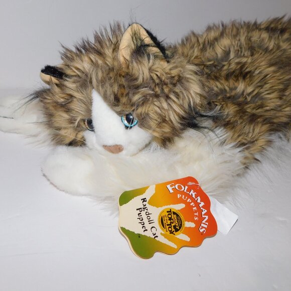 Folkmanis Ragdoll Cat Hand Puppet Brown White Kitty New w Tag - Picture 5 of 10